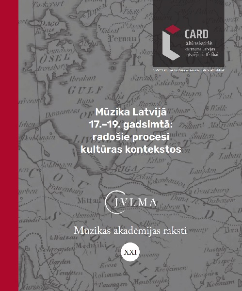 					View Vol. 21 (2023): Mūzika Latvijā 17.–19. gadsimtā: radošie procesi kultūras kontekstos, Mūzikas akadēmijas raksti
				